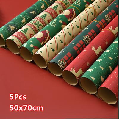 5PCS Christmas Wrapping Paper Wedding Green Decoration Gift Wrap Artware Kraft Packing Paper