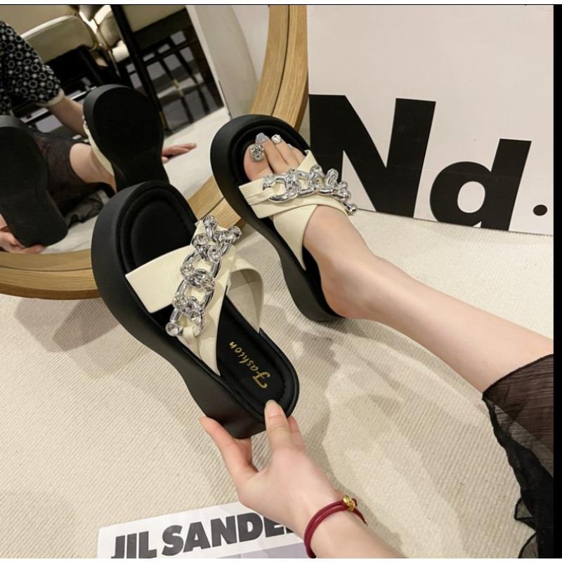 Fashion 2025 Summer New Fashion Soft Comfortable Princess Lace Bowtie Elegant Rhinestone Cool Beach Shoes