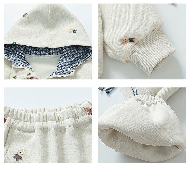 Girls' Korean-Style Cartoon Jacket Set: Trendy Long-Sleeve Sportswear with Bow for Spring & Autumn