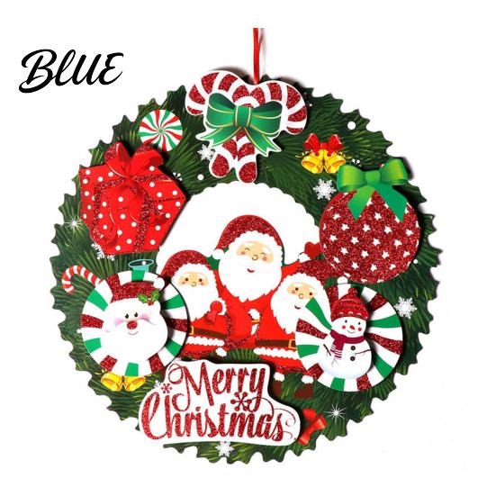 Seasonal Home Decor Christmas 3D Wreath Pendant with Hanging Rope Cartoon Garland Ornaments Snowman Door Ornaments Lightweight Paper for Holiday