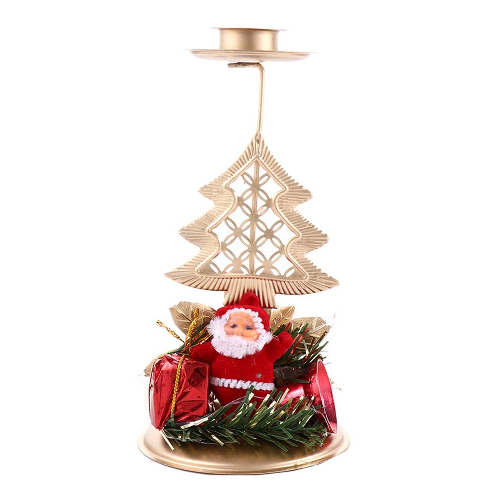 Desktop Table Decoration Snowflake Decorative Metal Star Candle Pillar Candlestick Stand Christmas Ornament Candle Holder