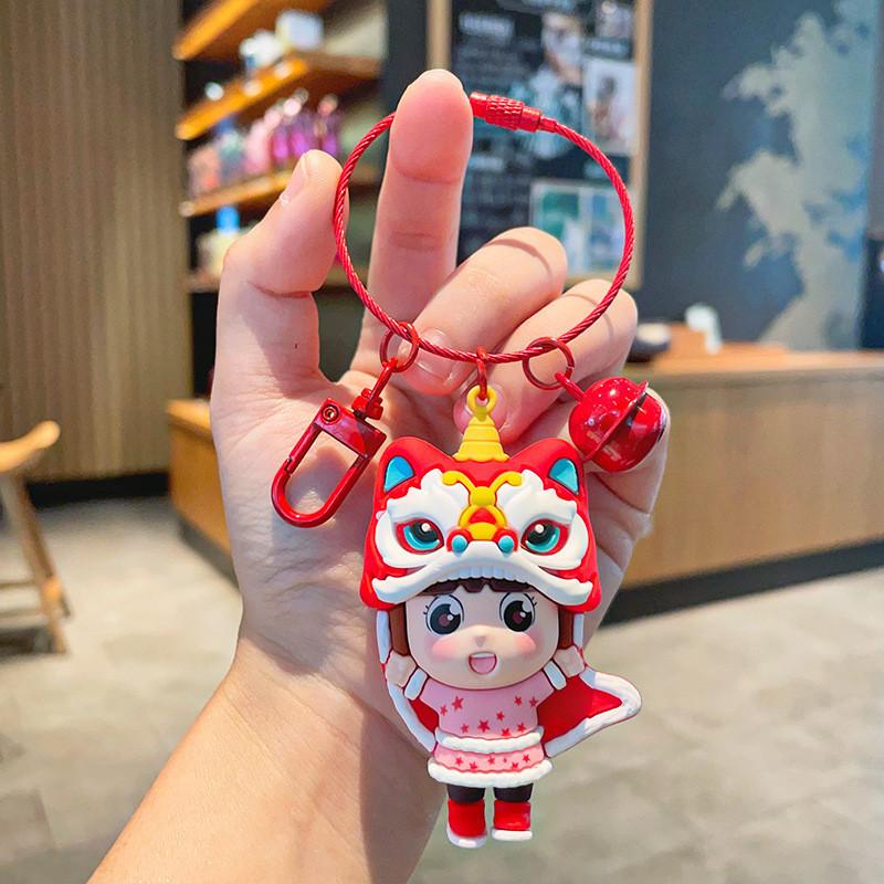 Lion Chinese Traditional Dance Keychain Silicone Car And Decoration Bag