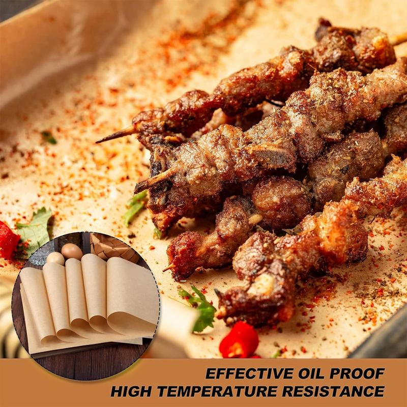 100 pièces Feuille de tapis de cuisson environ 23x33cm Papier parchemin antiadhésif Papier de cuisson Résistant à la chaleur Doublure de four Papier barrière à la graisse