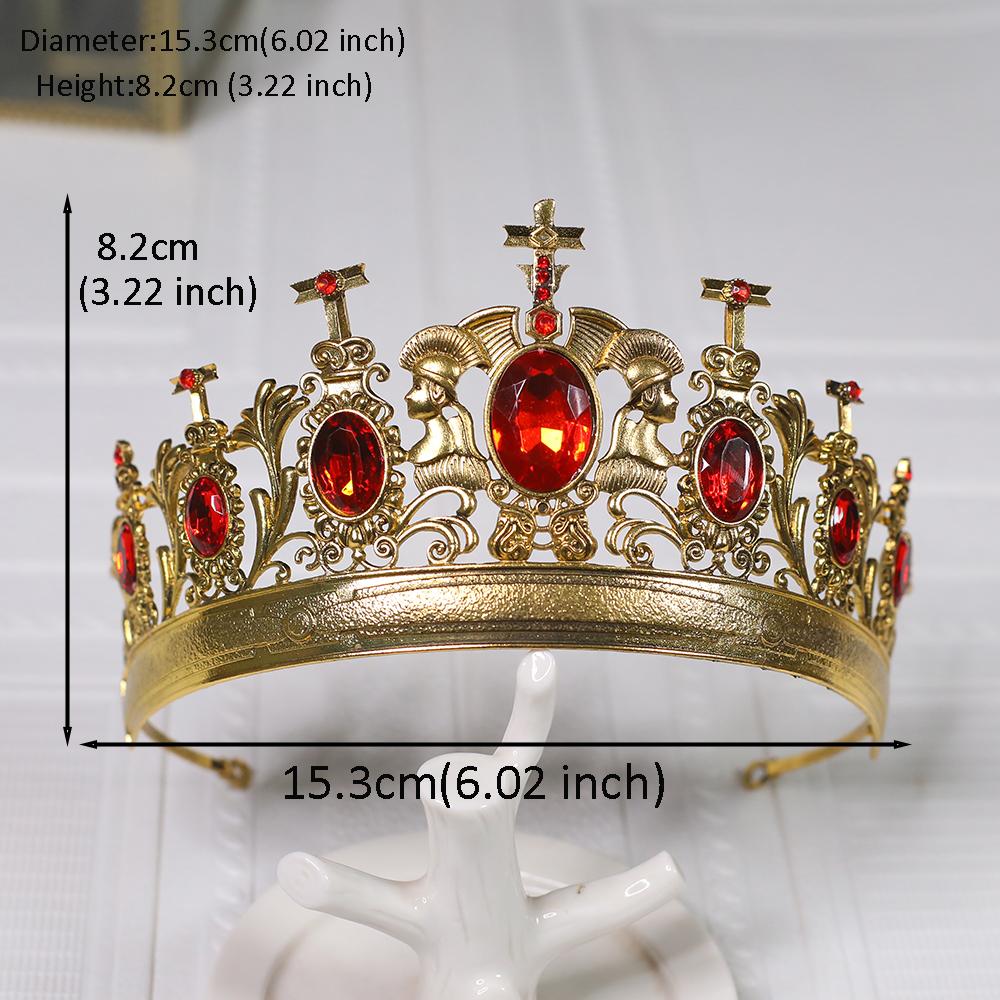 1pc Luxurious King Queen Crown Metal Crystal Elegant Headwear for Men Women Party Holiday Hair Accessories Crown Gift