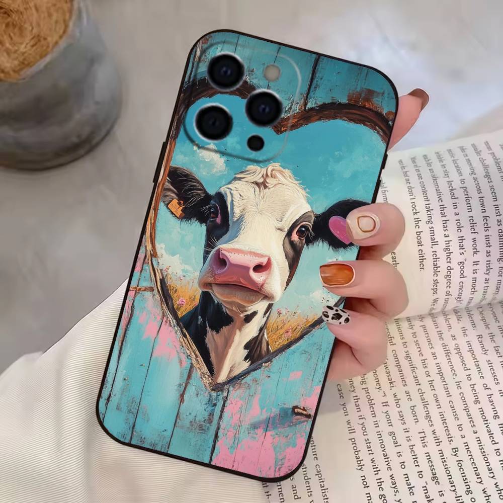 Cartoon C-Cow Cute Phone Case Silicone Soft For IPhone 17 16 15 14 13 12 11 X XR Plus Pro Max Plus
