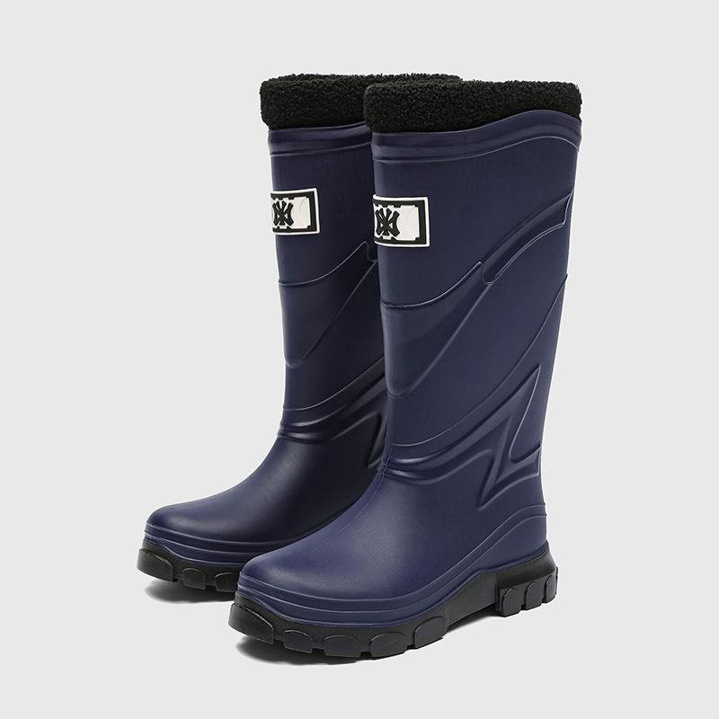 Fashion trend men's rain shoes waterproof and non-slip rain boots cotton warm thick-soled wear-resistant water shoes fishing car wash rubber shoes