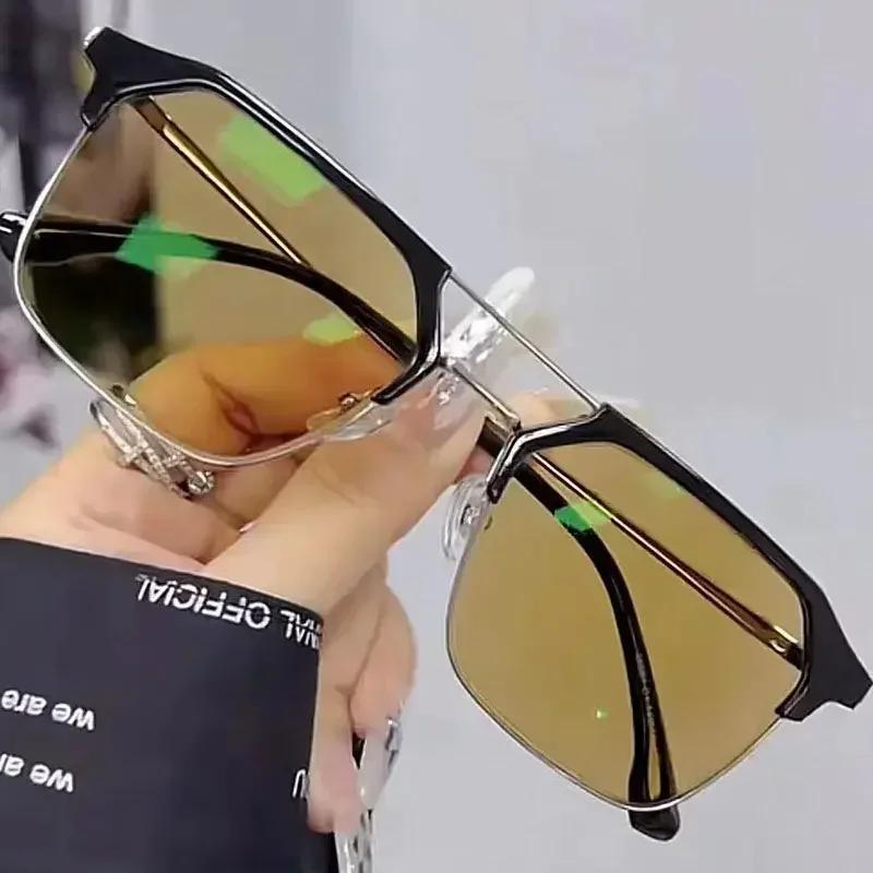 Luxury Outdoor Photochromic Nearsighted Sunglasses Unisex Fashion Color Changing Finished Myopia Eyewear Prescription Eyeglasses