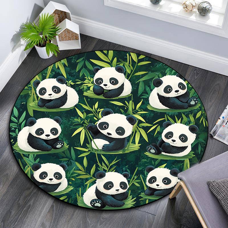 Pandas Round Area Rug,Carpet Rug for Living Room Bedroom Sofa Playroom Decor,Non-slip Floor Mat