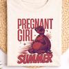 Pregnant Girl Summer Maternity T-shirt, Cute Turtle Graphic, Comfy Cotton Blend