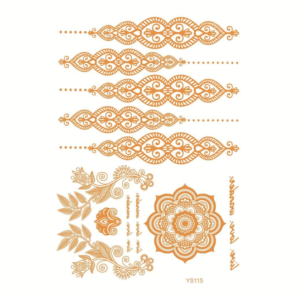Metal Lace Waterproof Temporary Tattoo Stickers