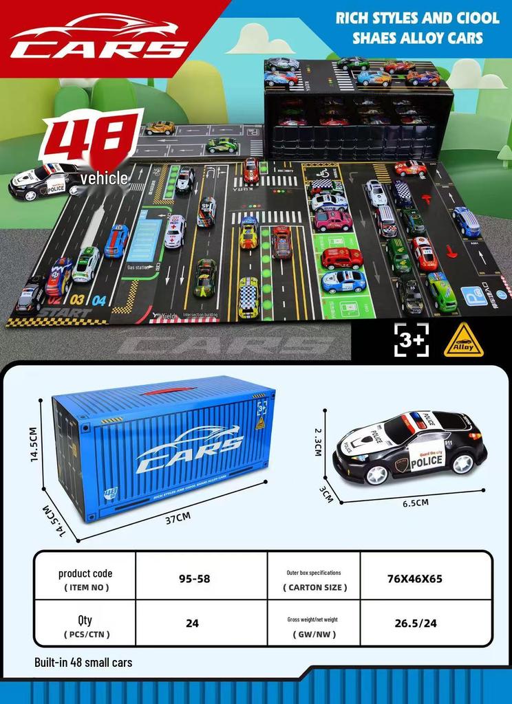48 Mini Pull-Back Inertia Toy Cars Gift Set for Kids