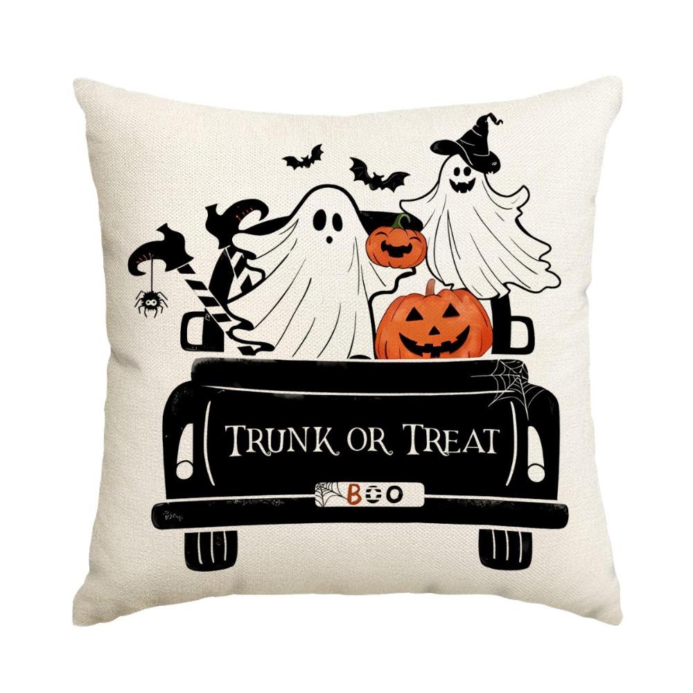 Halloween Pillow Covers Black Cat Funny Pumpkin Ghosts Throw Cushion Cover Print Pattern Party Supplies Pillowcase Home Decor