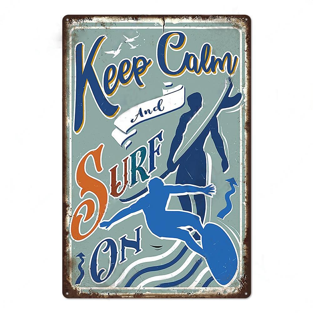 Summer Beach Decor Vintage Metal Tin Signs Plaque Metal Plate Retro Posters Wall Art Decor Seaside
