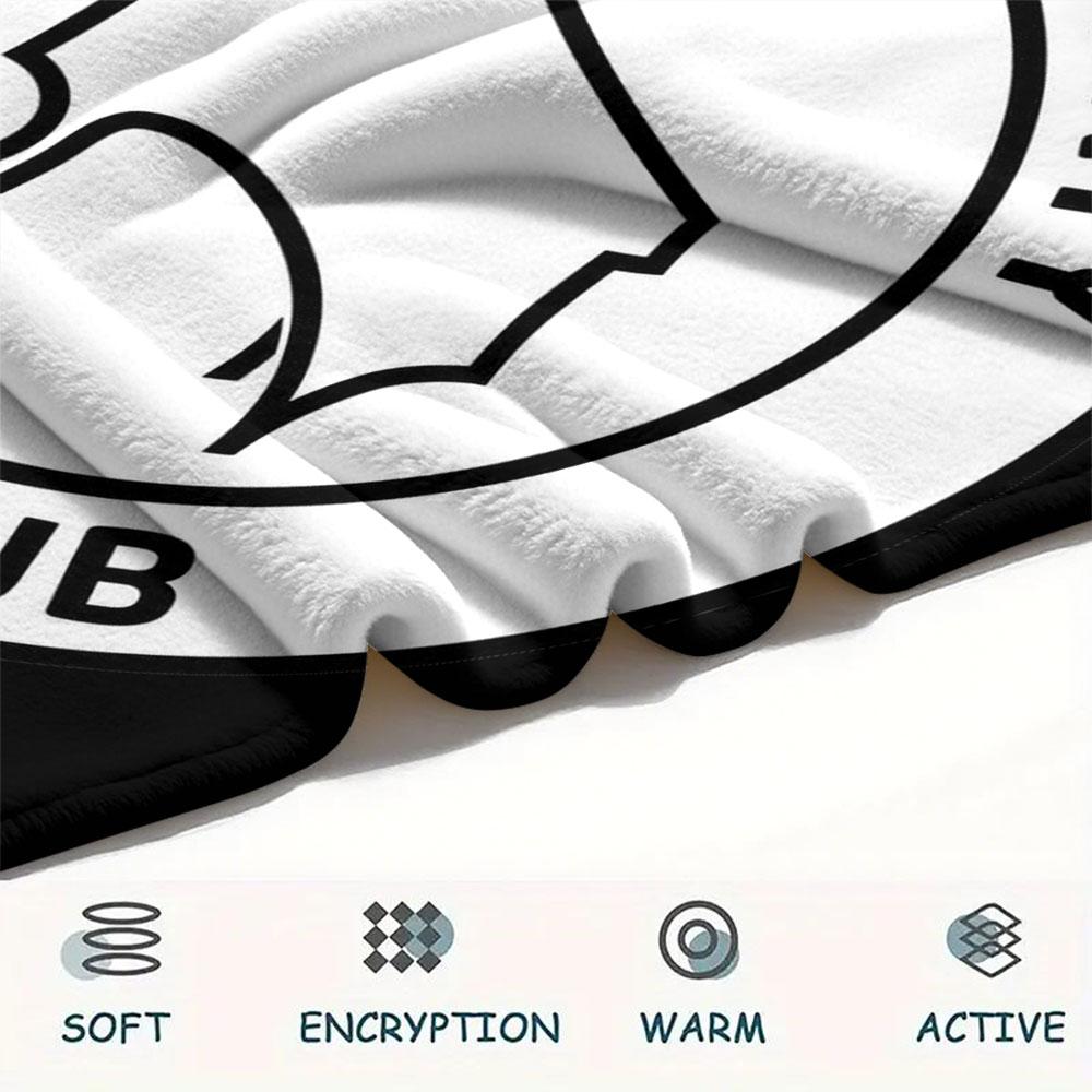 Derby County FC Logo Printed Flannel Blanket, Soft Throw for Bedroom Sofa, Washable,soccer Fan Merchandise, Great Gift.