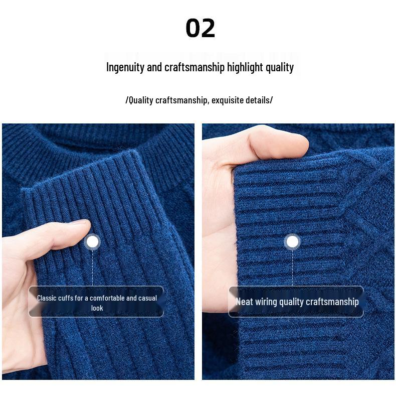 Men's Winter Jacquard Knit Sweater - Thick, Warm, Half-High Collar, Fashionable for All Ages