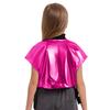 Girls Shiny Metallic Vest Sides Open Sleeveless Zipper Jacket Buckle Pockets Jazz Dance Costume