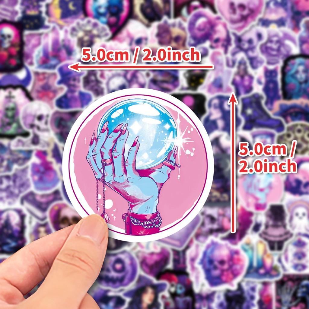 100 Purple Gothic Graffiti Stickers for Suitcases, Pens, Guitars, Notebooks – Waterproof, Durable, and Versatile