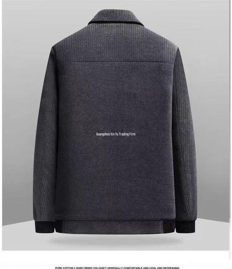 2025 Plus Velvet Corduroy Jacket for Middle-Aged Dads - Thick Winter Woolen Men's Casual Coat