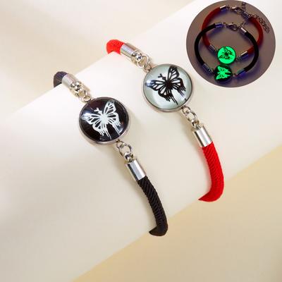 Set di 2 braccialetti luminosi a farfalla abbinati per donna, classici braccialetti con perline sole e luna, gioielli con ciondolo per coppia, regalo