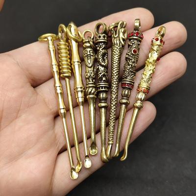 Mini cuchara de latón vintage, cuchara para oler, herramienta para botellas, llavero, herramienta de limpieza para orejas, accesorios, herramienta para cera