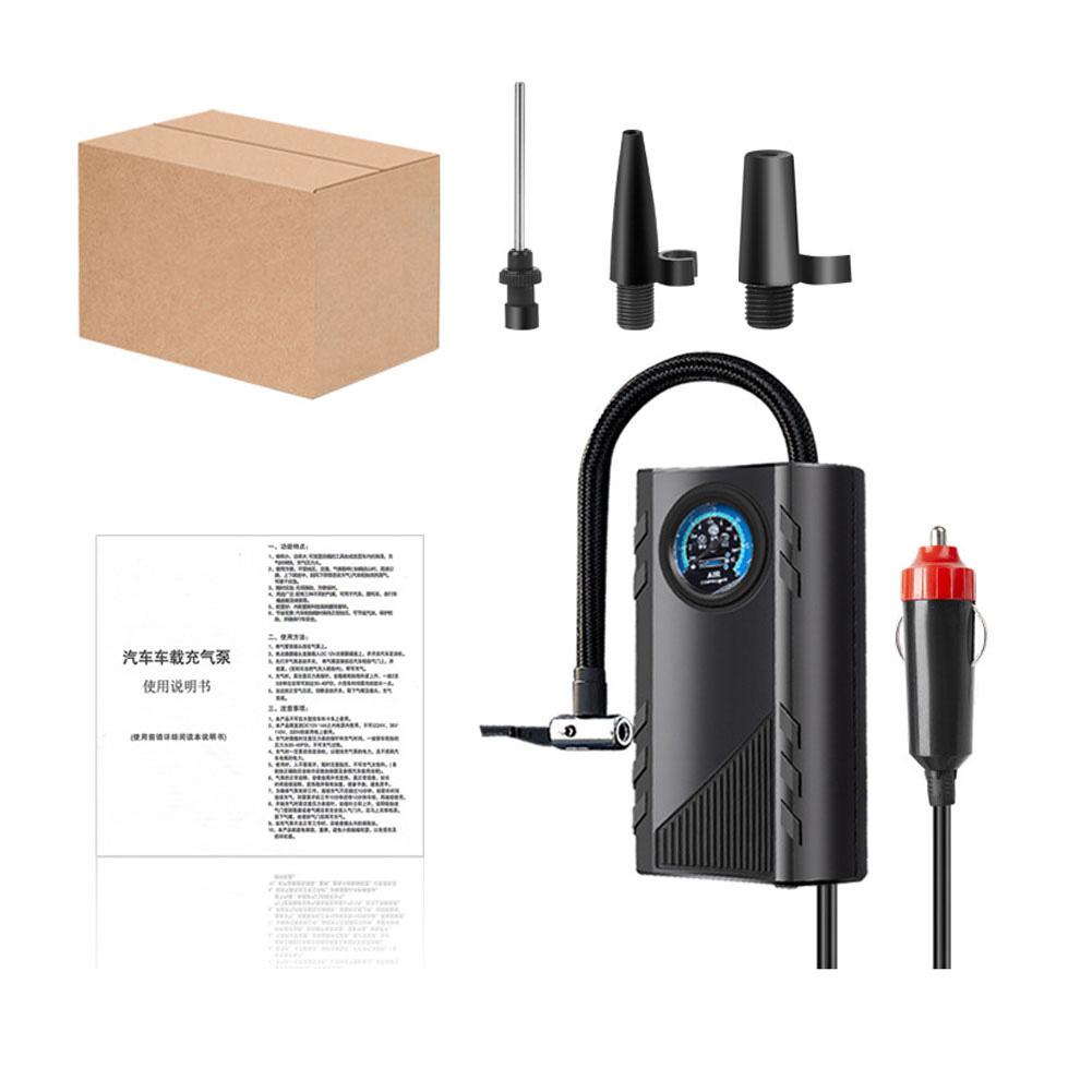 

12 В надувной компрессор для шин, портативный воздушный компрессор, электрический воздушный насос с манометром, 3-слойная надувная трубка для автомобиля, велосипеда, мяча чёрный