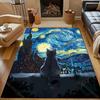 1PC Cat Watching Starry Night Carpet for Living Room Bedroom Sofa Home Decor Rus Non-slip Floor Mat Luxury Gift
