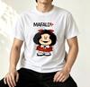 Mafalda Fan Geschenk T-Shirt Vintage Comic-Strip Hintergrund Grafik Unisex Weiche Baumwolle Rundhals Lässige Tägliche Oberteile
