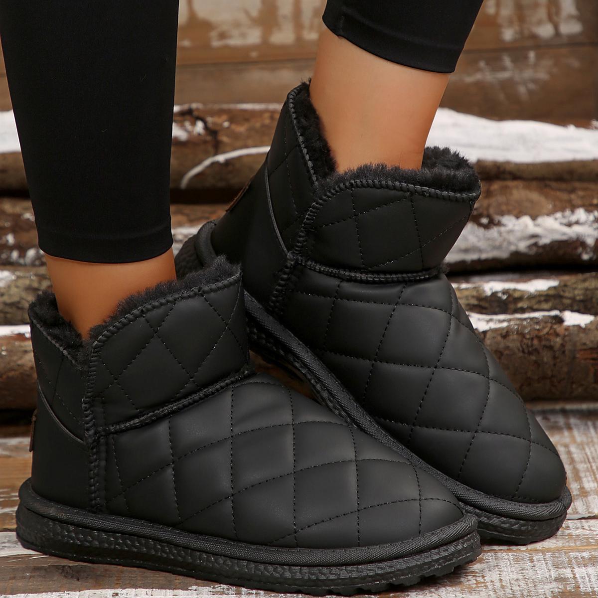 

Модные толстые плюшевые зимние ботинки женские нескользящие водонепроницаемые зимние ботинки для женщин удобные теплые хлопковые туфли женские ботильоны на плоской подошве 36 чёрный