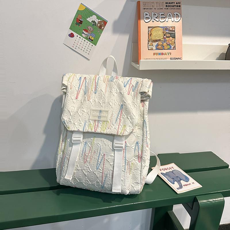 Embroidery Bag Women's Shoulder Bag Large Capacity College Style Backpack Student Schoolbag