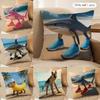 Funny Shark Dog Pig Meme Cushion Cover Silky Short Plush Invisible Zipper Dustproof Sofa Pillow Case For Home Decor