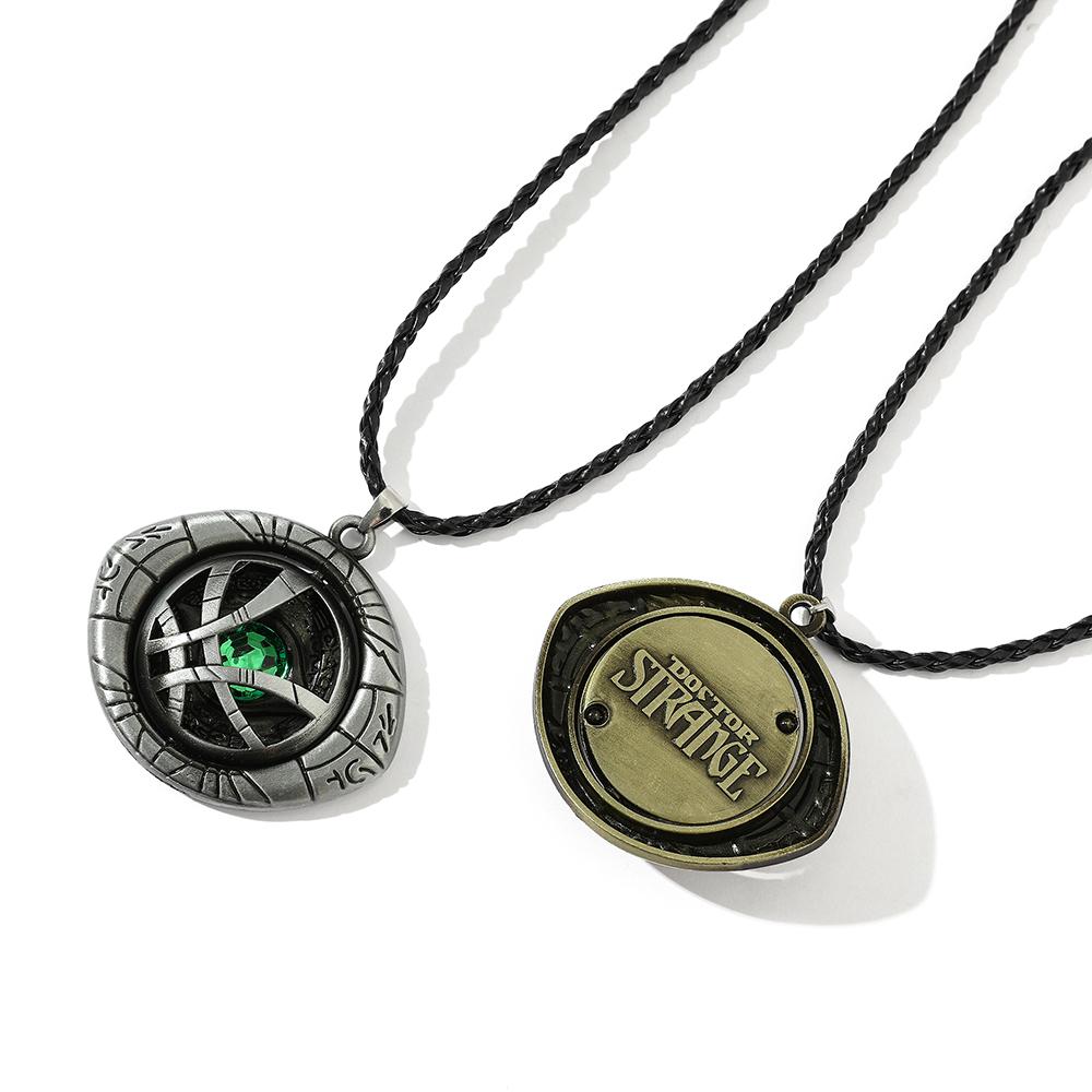 Strange Necklace Men Doctor Strange Infinity Time Stones Eye of Agamotto Rotatable Necklace Keychain