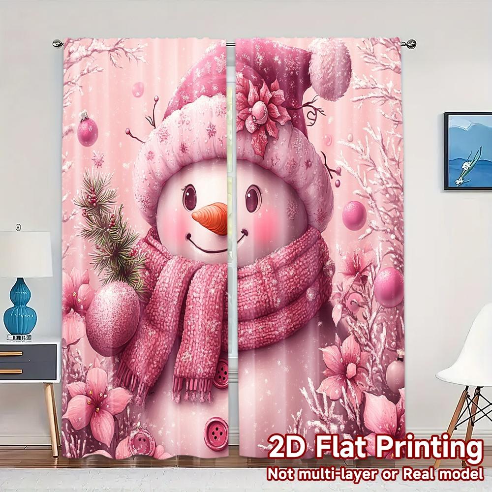

2 шт., Шторы Милый Розовый Снеговик (2) Современные креативные шторы с принтами, светофильтрующие шторы, декор для дома, идеально для кухни, 52.50×116.00 CM 2pcs