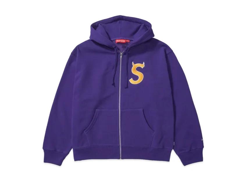 Supreme Devil S Logo Zip Up Hooded Sweatshirt "Purple"