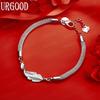 925 Sterling Silver Leaf and Snake Chain Bracelet Wedding Jewelry