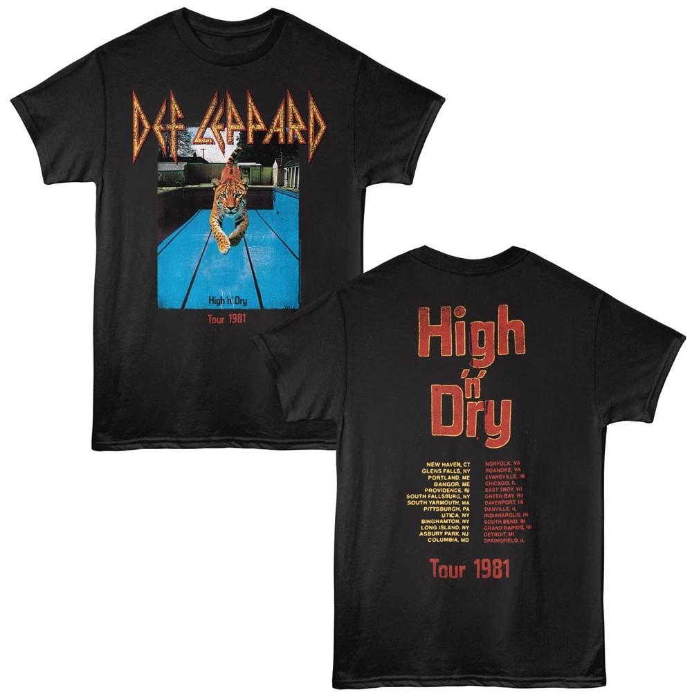 Def Leppard 1981 High N Dry Tour Locations Men s T Shirt M