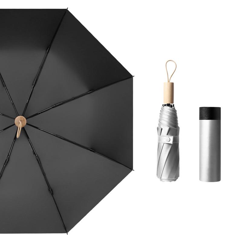 190T Simple Titanium Silver Adhesive Women's Sun Protection Umbrella UV Folding Sun and Rain Dual Use Sunshade Umbrella