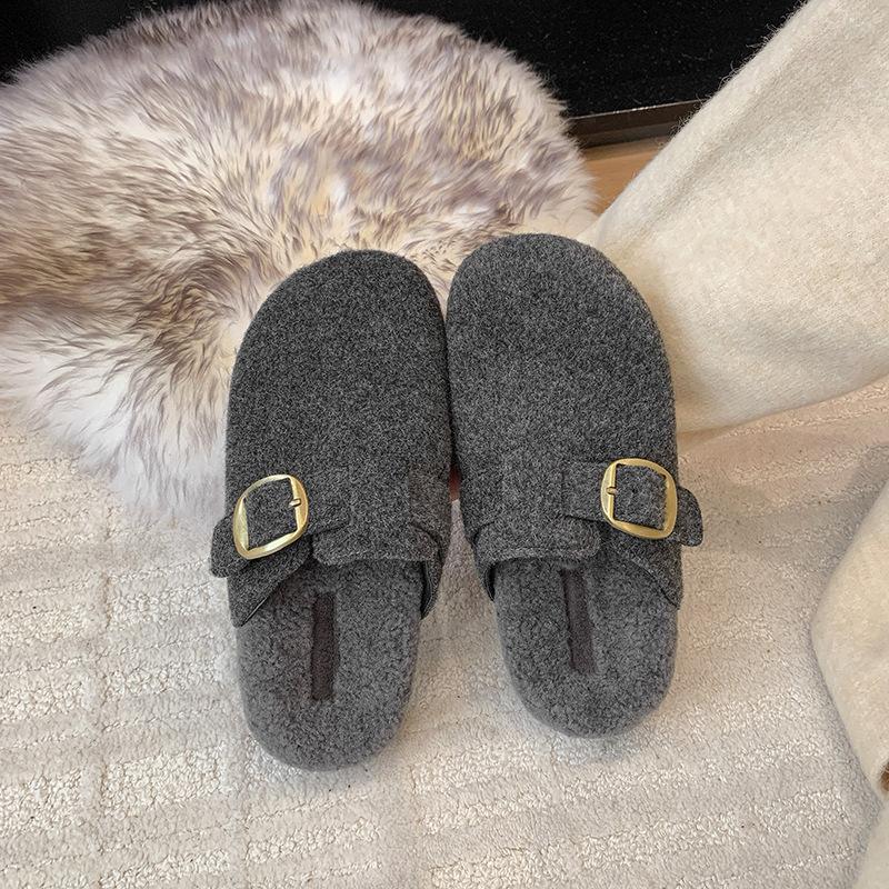 

Модные ретро шерстяные туфли в стиле Сяосянфэн, полутуфли для женской осенней коллекции 2025 года, уродливые и милые туфли на платформе-маффине 40 серый