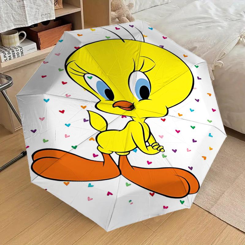 1PC Warner Tweety Bird Automatic Open/Close Umbrella with Windproof, 55-Rib Sturdy Canopy, Durable Ribs1272A