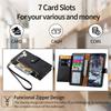 For Honor X5c Plus 4G Case RFID Blocking Zipper Pocket Leather Wallet Phone Cover with Strap
