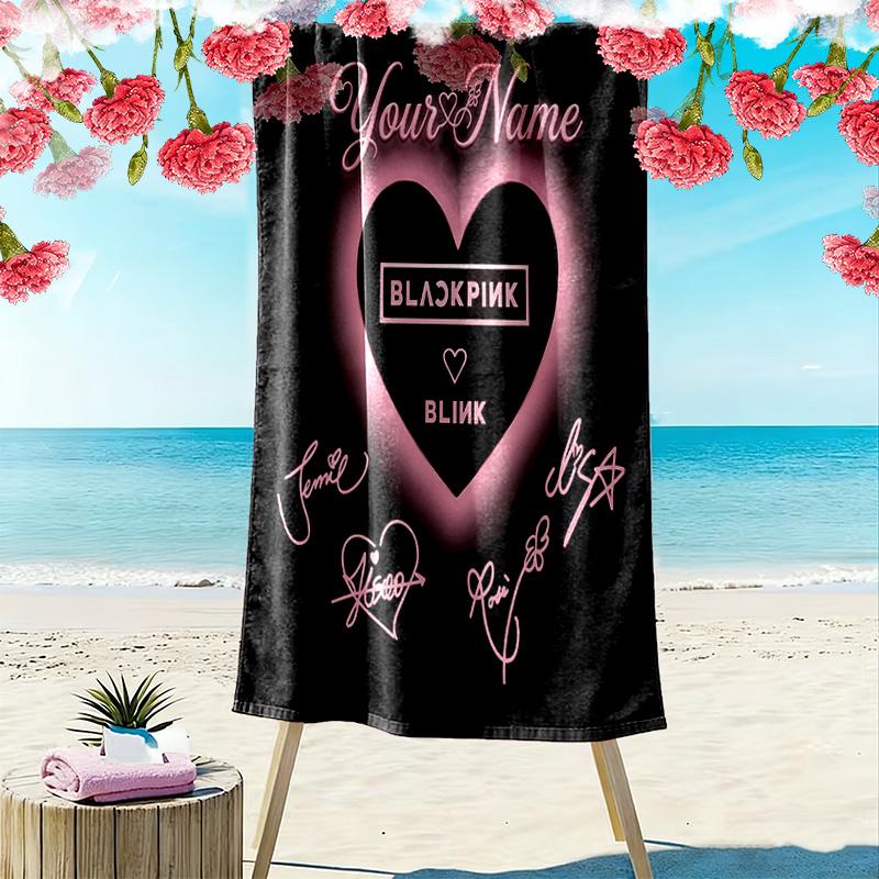Custom Name Blackpink Print Beach Towel, Large Soft Quick Dry Towel for Beach Camping Swimming -HE16