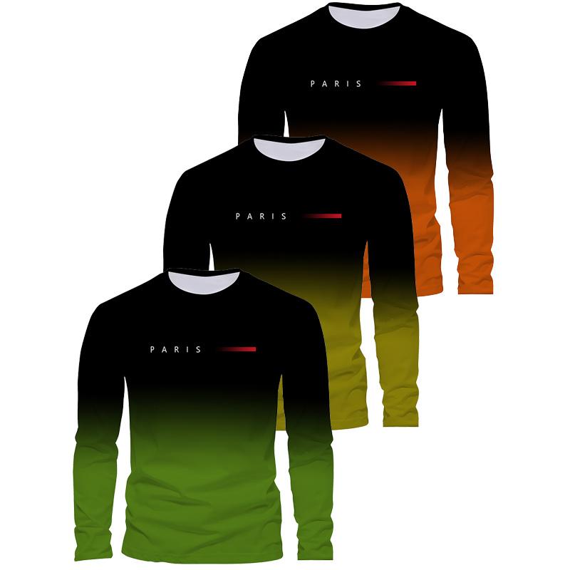 

Осенняя мужская футболка с длинным рукавом, футболка с принтом букв, набор из трех предметов, одежда для футболки, модная футболка для мужчины 5XL