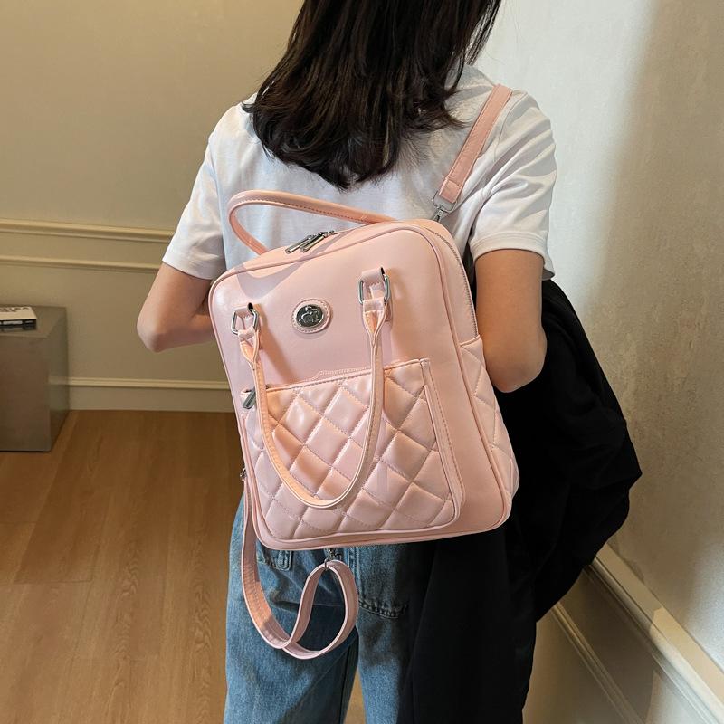 Direct Sales Casual Backpack 2025 New Fashion Korean Version Pu Student Bag Portable Shoulder Messenger Bag