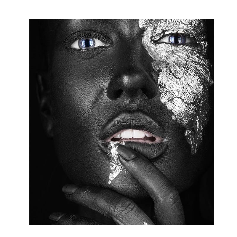 Black and Silver African Woman Oil Painting on Canvas Cuadros Posters and Prints Scandinavian Wall Art Picture for Living Room