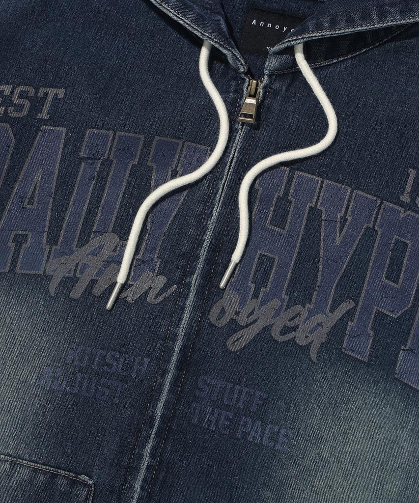 Annoyed Daily Denim Padded Hoodie Zip-Up Lq1Ju024_Dark Indigo