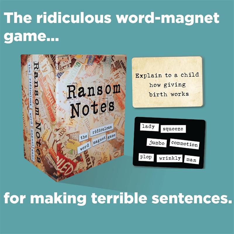 Ransom Notes - Ridiculously Fun Word Magnet Party Game For Adults, 3+ Players, Ransom Notes And The First Expansion Pack Cards