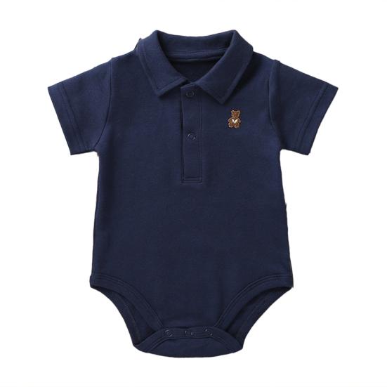 Romper z kołnierzykiem Oddychający bawełniany kombinezon dla noworodka z krótkim rękawem dla chłopca i dziecka