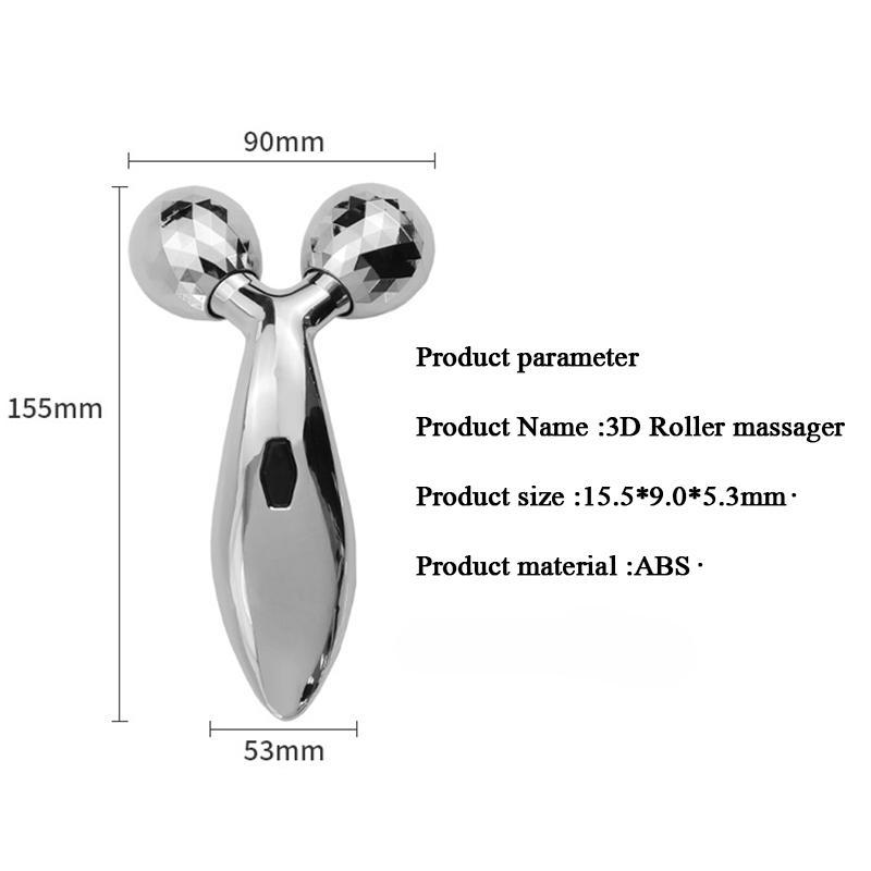 

3D роликовый массажер для лица, инструмент для скульптурирования лица - массажер для лица, лифтинговый инструмент, подтяжка кожи, уменьшение отечности, разглаживание морщин - серебристый 1pc