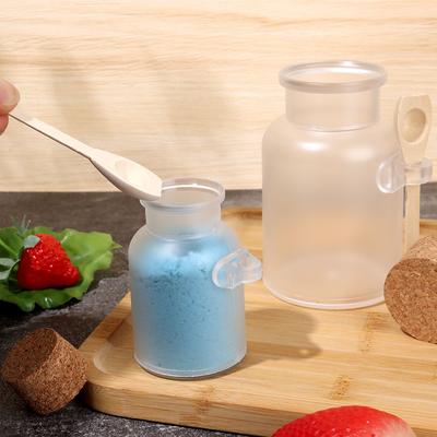 100-500g Refillable Frosted Seal Jar With Wooden Spoon Bath Salt ABS Bottle Soft Cork Storage Stopper Empty Travel Containers