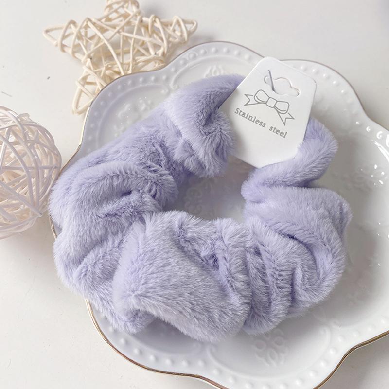 Warm Soft Velvet Hair Scrunchies Furry Elastic Hair Band Women Girls Ponytail Holder Hair Rubber Band Hair Ties Hair Accessories