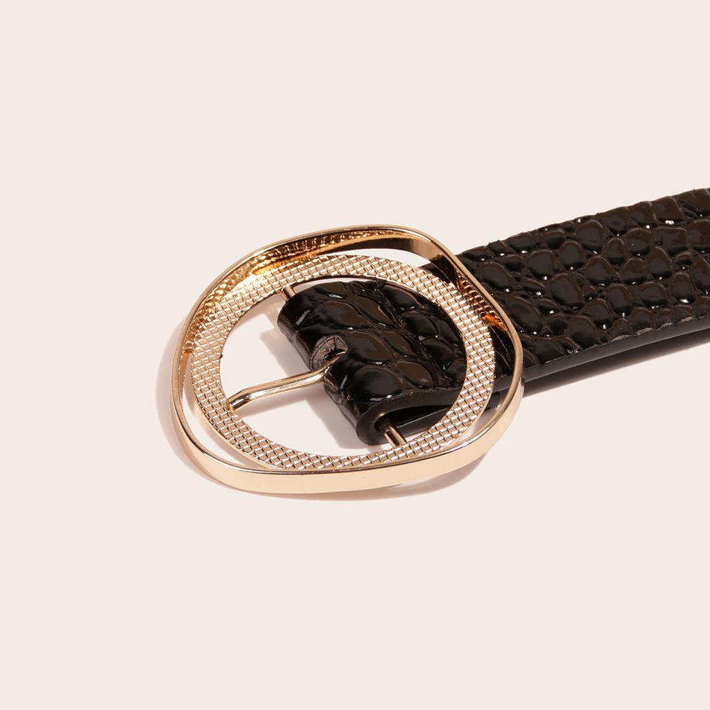 Irregular Round Buckle Crocodile Pattern Belt Sweet Women Belt Versatile Women Belt